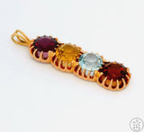 Vintage 14k Yellow Gold Pendant with Garnet Aquamarine and Citrine Certified