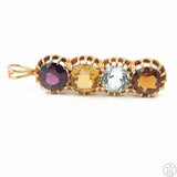 Vintage 14k Yellow Gold Pendant with Garnet Aquamarine and Citrine Certified