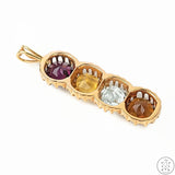 Vintage 14k Yellow Gold Pendant with Garnet Aquamarine and Citrine Certified