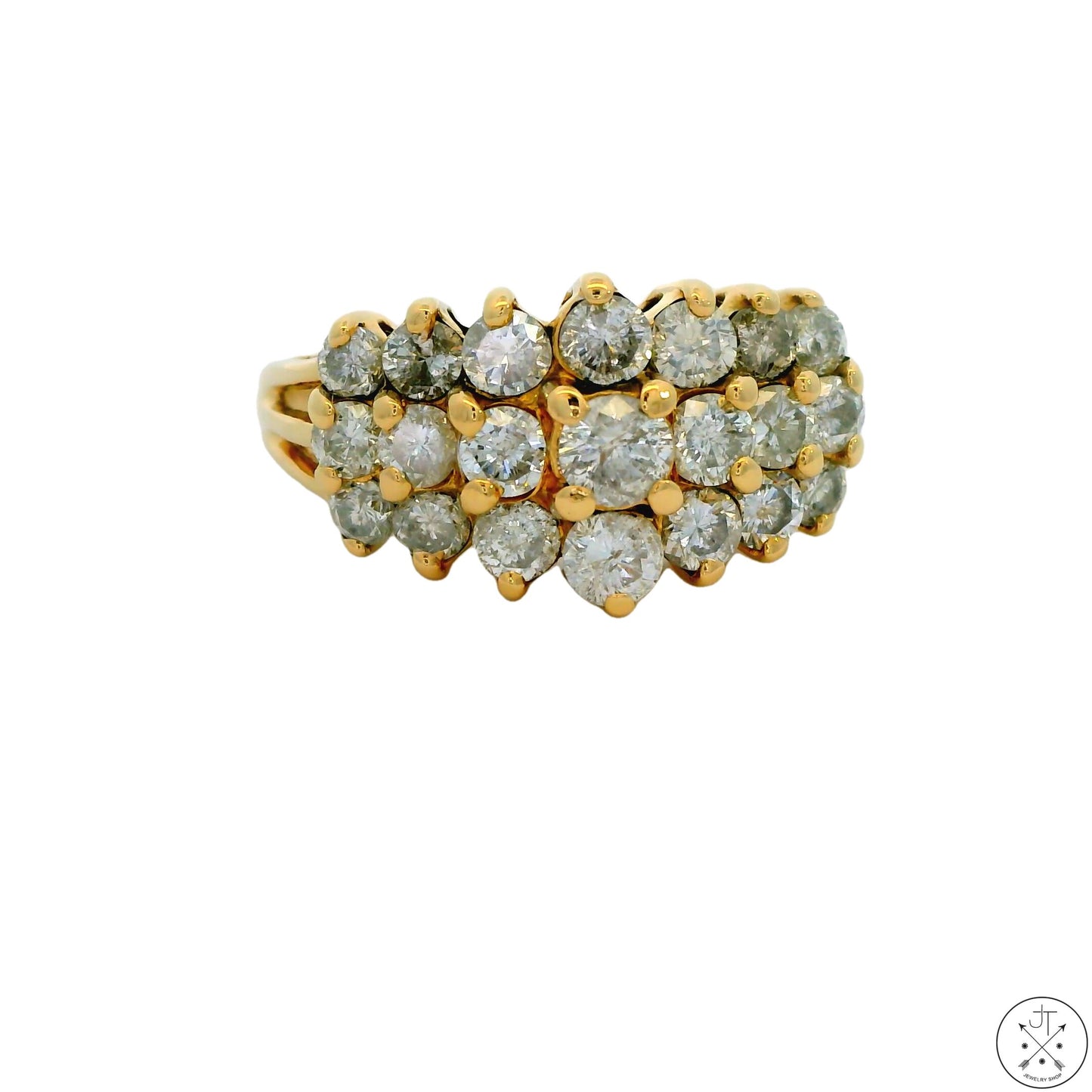 Vintage 14k Yellow Gold Ring with 2 ctw Diamonds Size 8.5 Pyramid Style