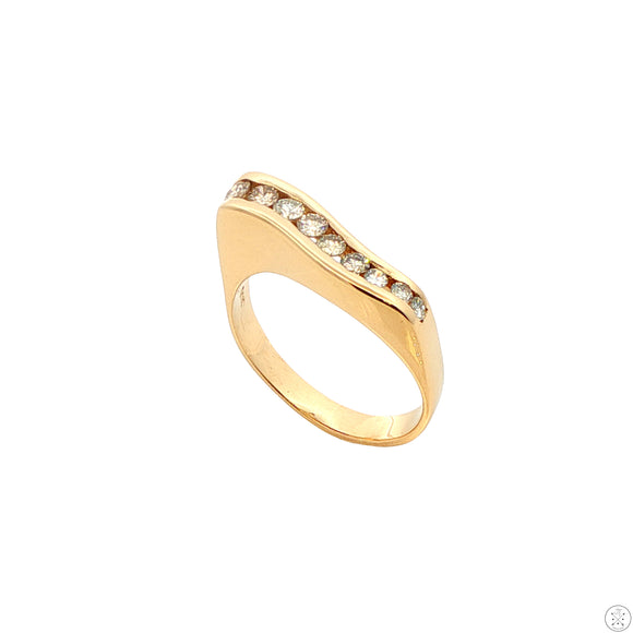 Vintage 14k Yellow Gold Wave Ring with .55 ctw Natural Diamonds Size 9