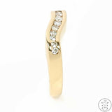 Vintage 14k Yellow Gold Wave Ring with 1/2 ctw Diamonds Size 9