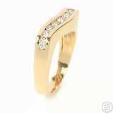 Vintage 14k Yellow Gold Wave Ring with 1/2 ctw Diamonds Size 9
