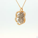 Vintage 14k Yellow Gold Cluster Pendant Necklace 1.75 ctw Diamonds 16 inch