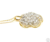 14k Yellow Gold Cluster Pendant Necklace with 1.75 ctw Diamonds 16 inch