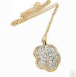 14k Yellow Gold Cluster Pendant Necklace with 1.75 ctw Diamonds 16 inch
