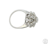 14k White Gold Cluster Ring with 1 ctw Diamonds Size 5.25