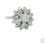 14k White Gold Cluster Ring with 1 ctw Diamonds Size 5.25