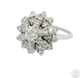 14k White Gold Cluster Ring with 1 ctw Diamonds Size 5.25