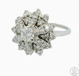 14k White Gold Cluster Ring with 1 ctw Diamonds Size 5.25