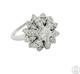 14k White Gold Cluster Ring with 1 ctw Diamonds Size 5.25