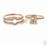 New 14k Rose Gold Morganite and Diamond Ring with Guard SIze 10