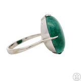 14k White Gold Ring with Jade Cabochon Size 6.5