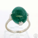 14k White Gold Ring with Jade Cabochon Size 6.5