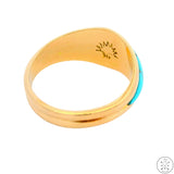 14k Yellow Gold Band with Turquoise Inlay Size 7