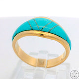 14k Yellow Gold Band with Turquoise Inlay Size 7