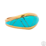 14k Yellow Gold Band with Turquoise Inlay Size 7