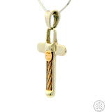 Vintage 14k White and Yellow Gold Cross Pendant Italy