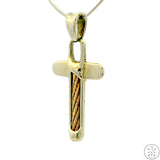 Vintage 14k White and Yellow Gold Cross Pendant Italy