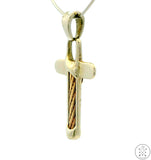 Vintage 14k White and Yellow Gold Cross Pendant Italy