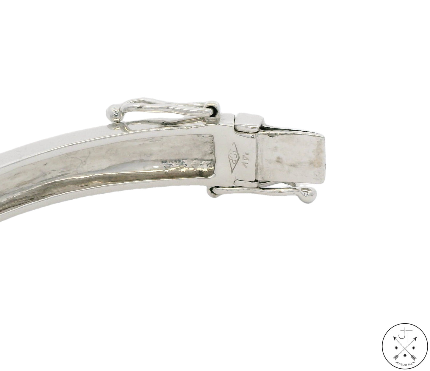 14k White Gold Hinged Bracelet 1 ctw GVS2 Natural Diamonds 7 in Size L/XL