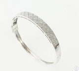 14k White Gold Hinged Bracelet with 1 ctw Diamonds 7 in Size L/XL