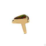 Custom 14k Yellow Gold Statement Ring with Black Opal and Diamonds Size 7.5 Certified