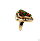 Custom 14k Yellow Gold Statement Ring with Black Opal and Diamonds Size 7.5 Certified