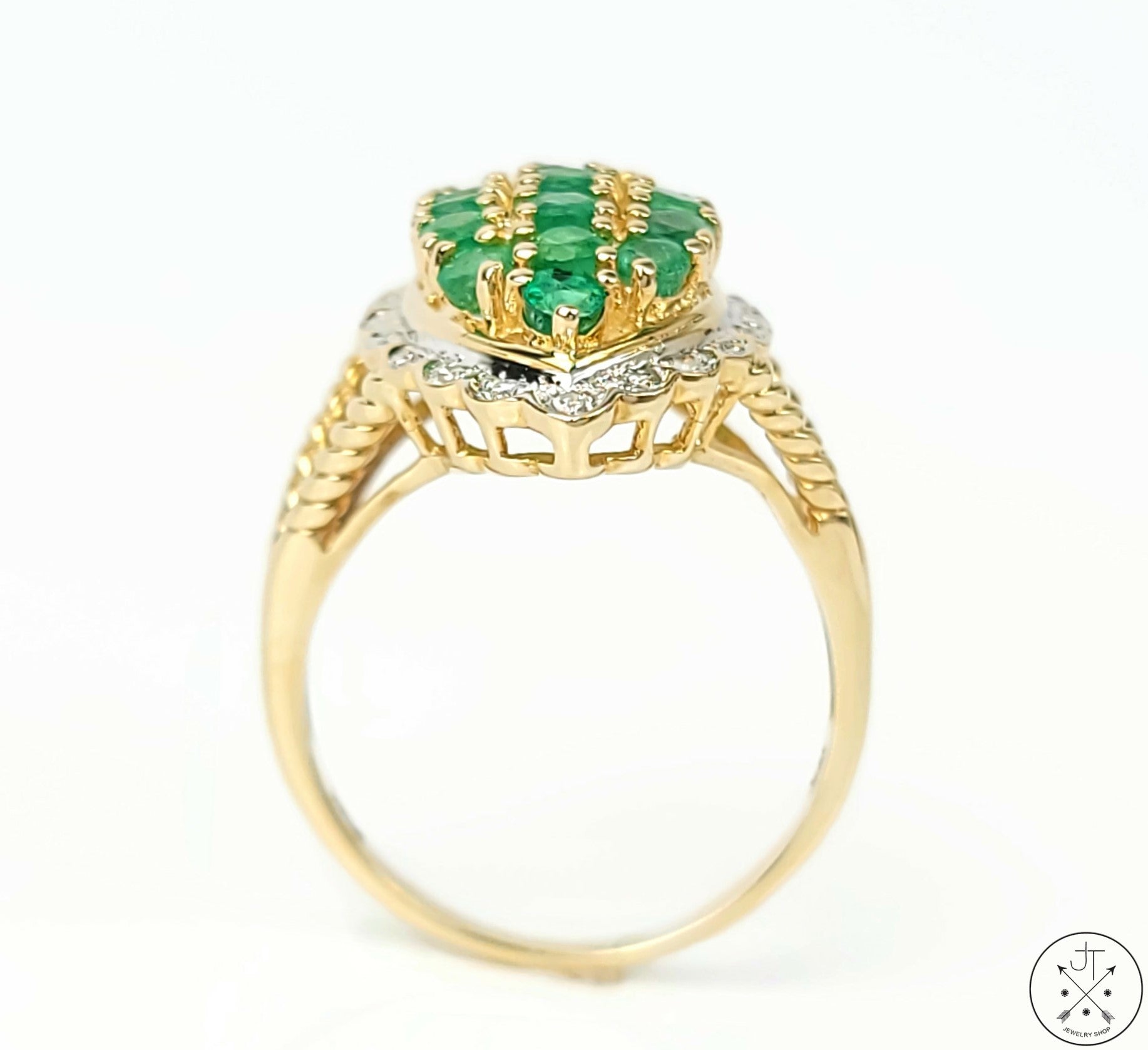 10k Yellow Gold Oval Emerald And Diamond Ring R2205-05 | Karen's Jewelers |  Oak Ridge, TN