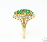 Vintage 10k Yellow Gold Ring with Emerald and Diamond Size 8