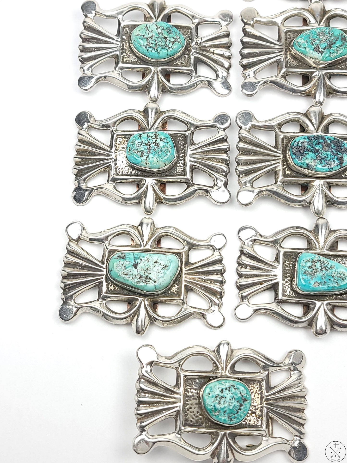 Vintage Sand Cast Sterling Silver Belt Buckle 11 pcs Set Native American 1.5 Inch