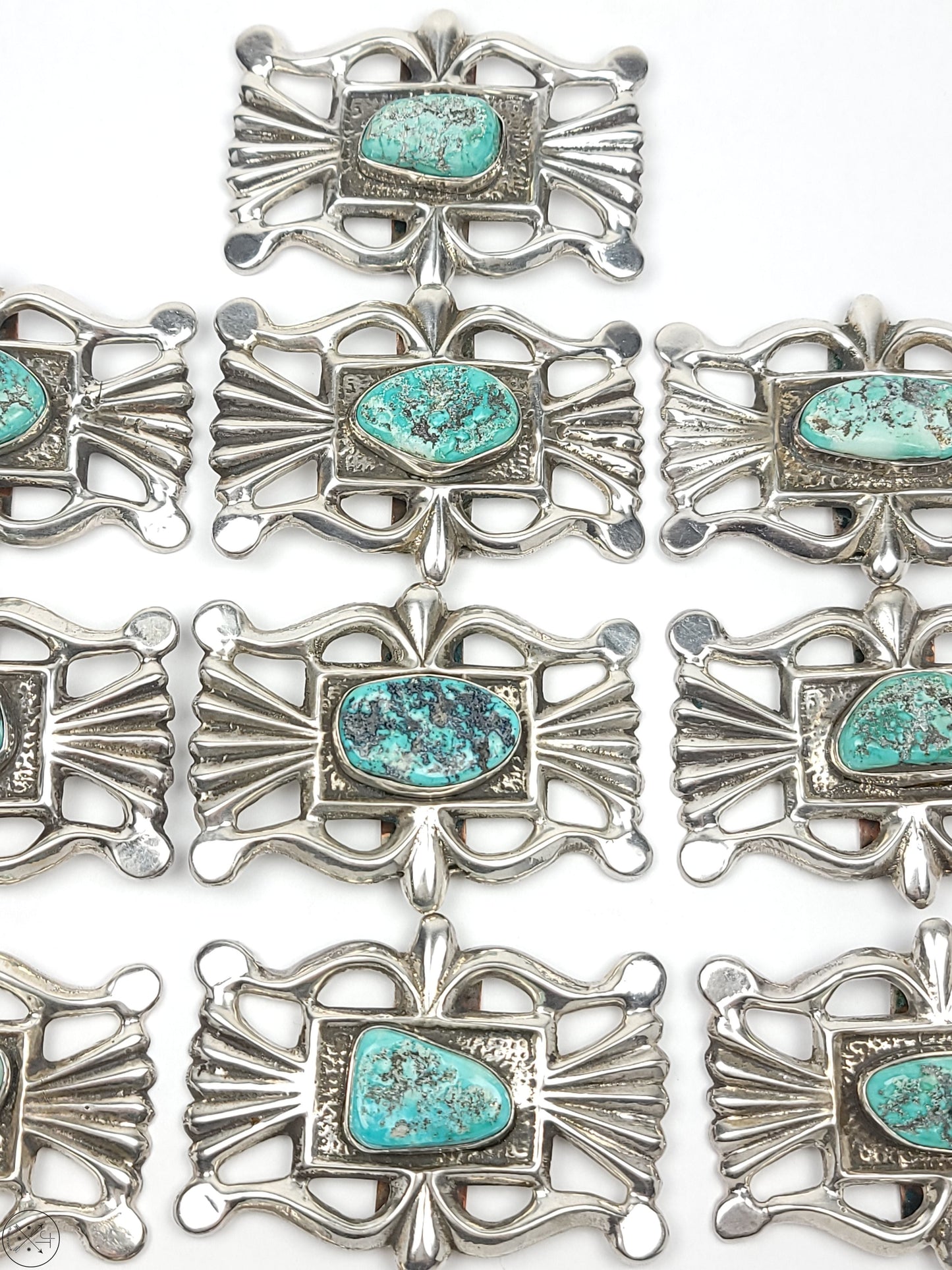 Vintage Sand Cast Sterling Silver Belt Buckle 11 pcs Set Native American 1.5 Inch