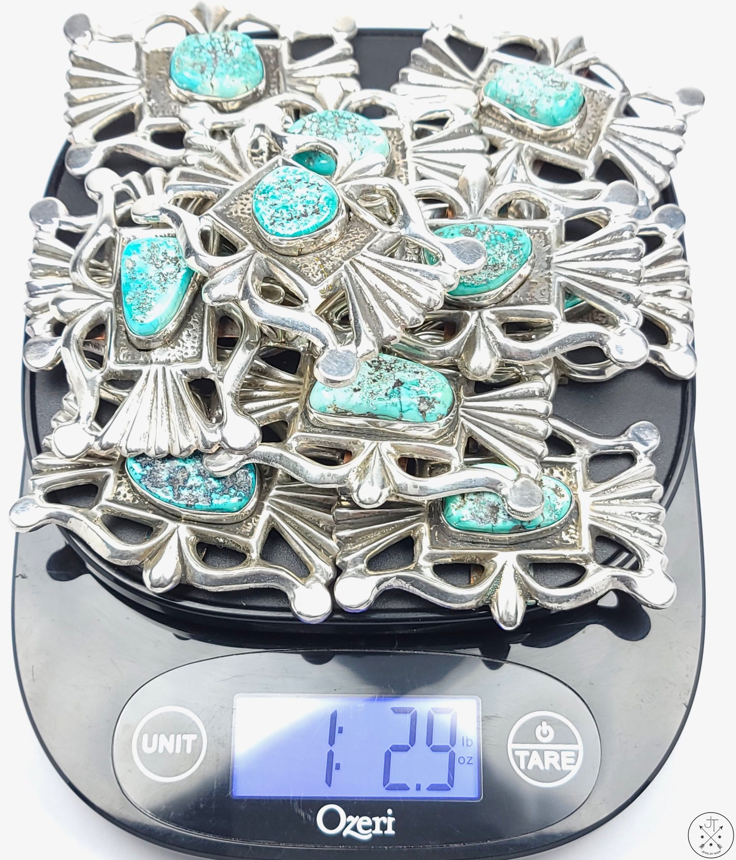 Vintage Sand Cast Sterling Silver Belt Buckle 11 pcs Set Native American 1.5 Inch