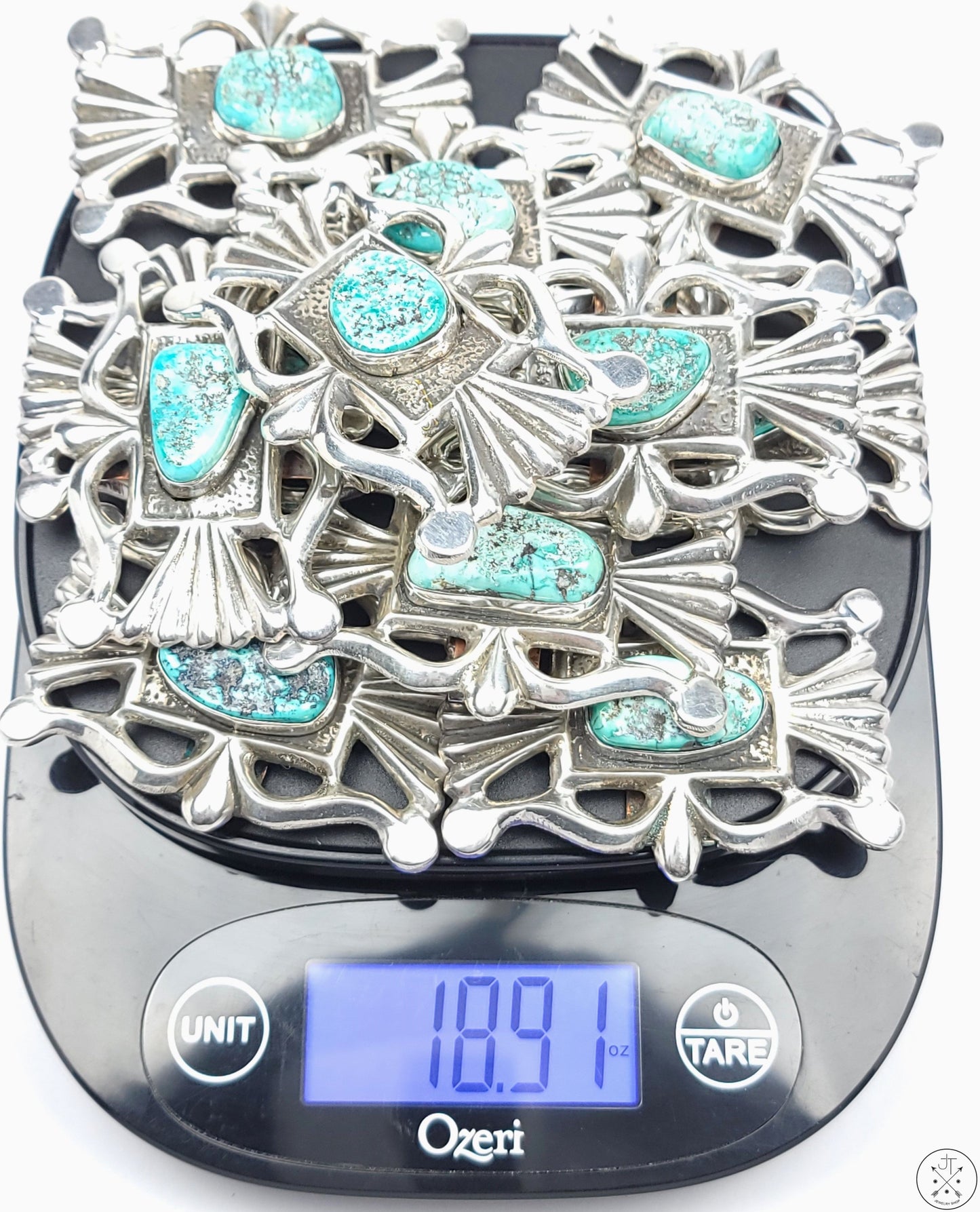 Vintage Sand Cast Sterling Silver Belt Buckle 11 pcs Set Native American 1.5 Inch