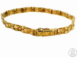 14k Yellow Gold Nugget Style Bracelet 7.25 Inch Hidden Clasp