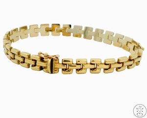 Vintage 14k Yellow Gold Link Bracelet 7 Inch Italy