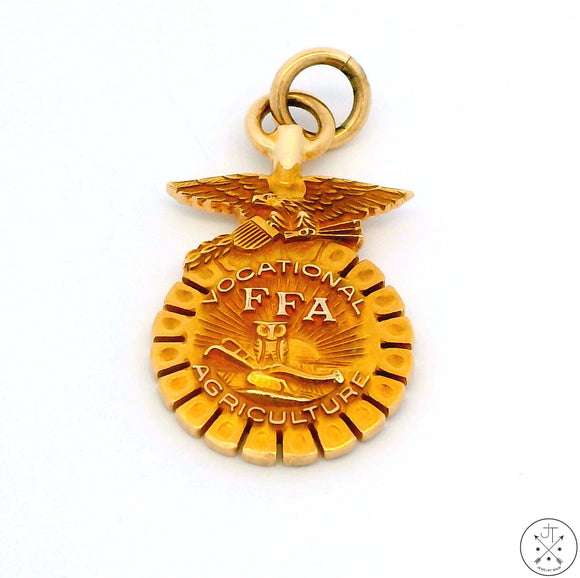 Rare 1958 10k Yellow Gold FFA Agriculture Pendant Personalized Award Vintage Eagle