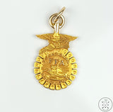 Rare 1958 10k Yellow Gold FFA Agriculture Pendant Personalised Award Vintage