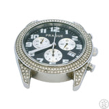 Prague Chronograph Date 41 mm Swiss Rhonda 13 Jewel Quartz Stainless Steel Watch 4002-BB Iced