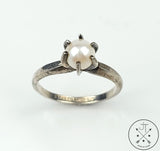 Vintage Sarah Coventry Ring with Pearl Size 6.5 Sterling Silver