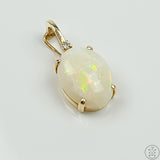 14k Yellow Gold Pendant with 3.5 Carat Opal and Diamond