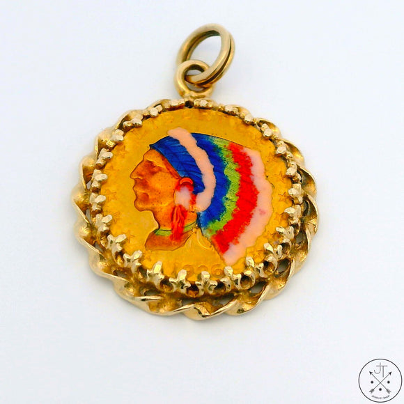 Vintage 14k Yellow Gold Pendant with Colorized 1926 $2.5 Gold Coin