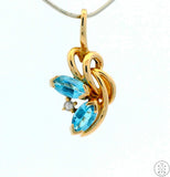 Vintage 14k Yellow Gold Pendant with Topaz and Diamond