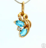 Vintage 14k Yellow Gold Pendant with Topaz and Diamond