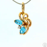 Vintage 14k Yellow Gold Pendant with Topaz and Diamond