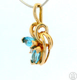 Vintage 14k Yellow Gold Pendant with Topaz and Diamond