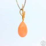 Vintage 14k Gold Drop Pendant with Pink Coral