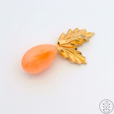 Vintage 14k Gold Drop Pendant with Pink Coral