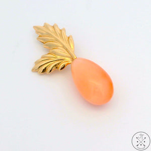 Vintage 14k Gold Drop Pendant with Pink Coral