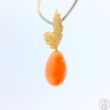 Vintage 14k Gold Drop Pendant with Pink Coral